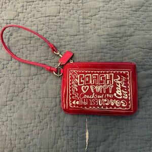 Coach Red Patent Leather Wristlet